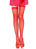Thigh high stockings, small fishnet, lace edge